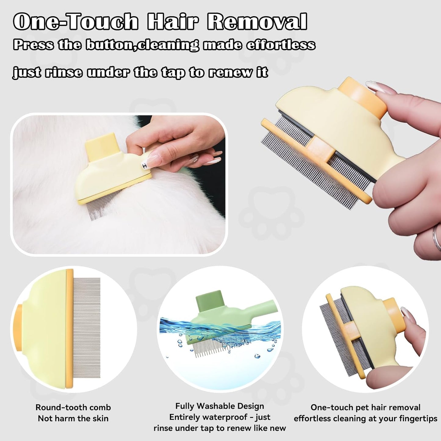 2 Pet Hair Removal Gloves, 2 Flea Combs for Cats and Dog，Reusable Electrostatic Gloves and Long & Short Flea Combs, 4 PCS pet hair removal tools