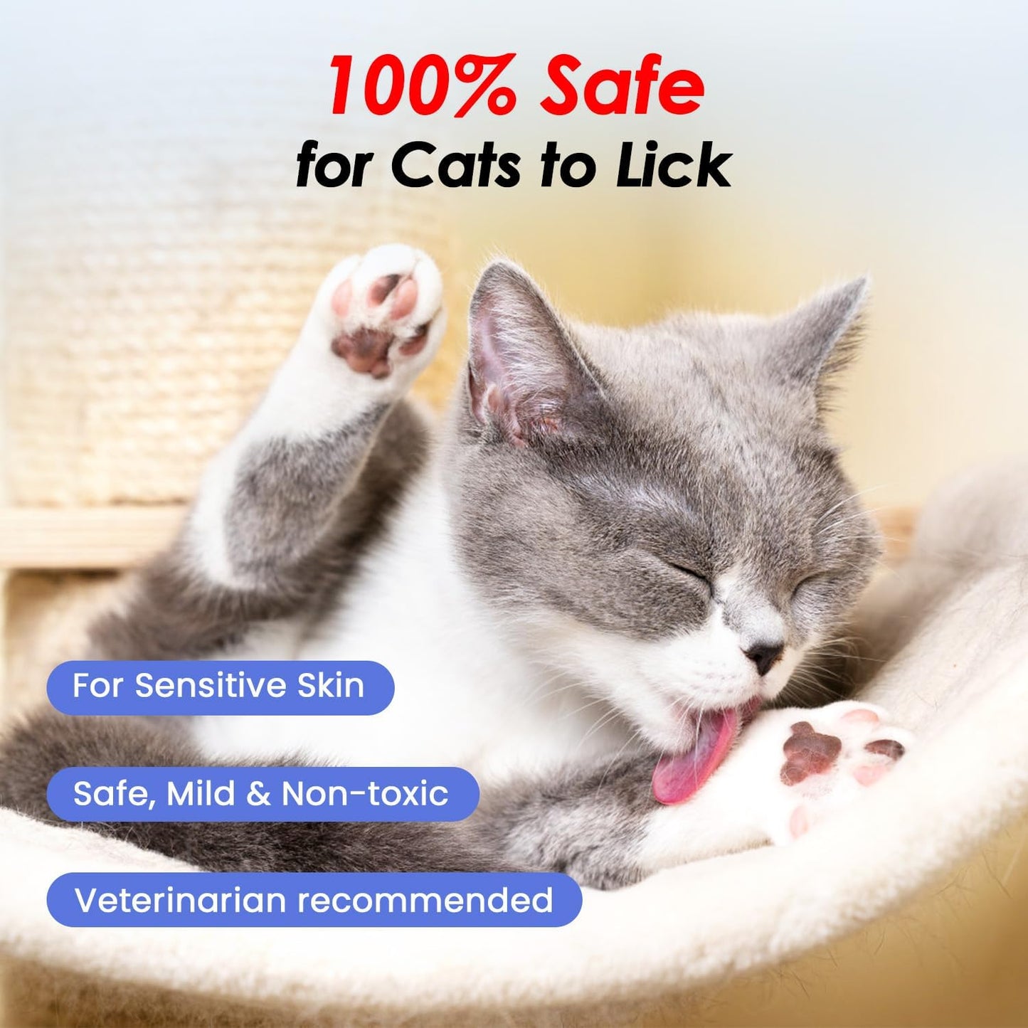 Cat Waterless Shampoo - No Rinse Formula for Quick Clean Between Baths, Hypoallergenic & Detangling, Reduce Itchy Skin Shedding & Odor Control,Vet-Recommended for Kittens/Senior Cats