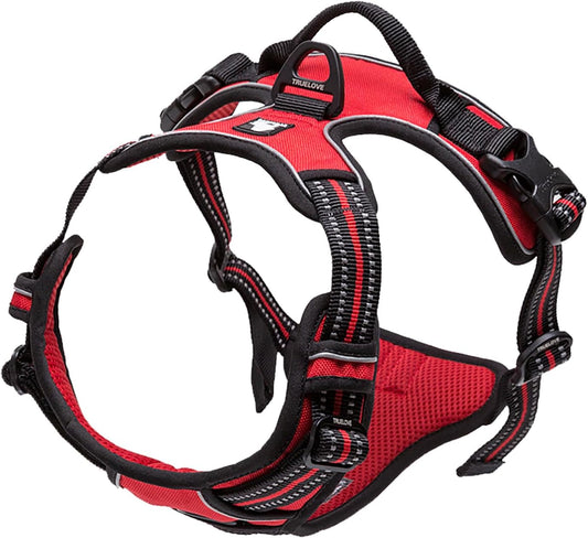 TRUE LOVE Adjustable No-Pull Dog Harness Reflective Pup Vest Harnesses Comfortable Control Brilliant Colors Truelove TLH5651(Red,L)