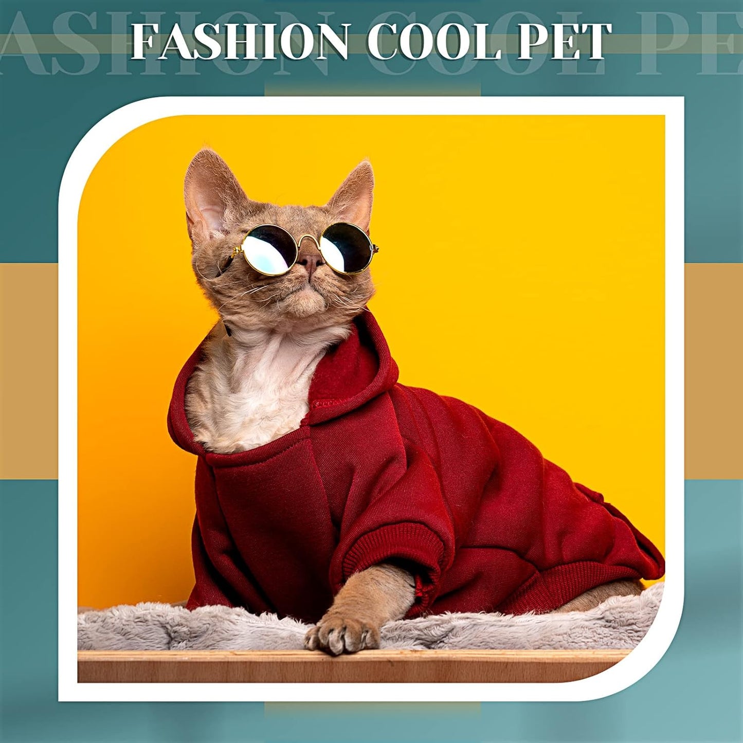 Dog Sunglasses Retro Pet Glasses Doll Glasses Classic Round Dog Glasses Metal Cat Puppy Eye Wear Hippie Costumes for Cats and Dogs, Photos Props Cosplay Party Costume (Gold, Black,Classic Style)