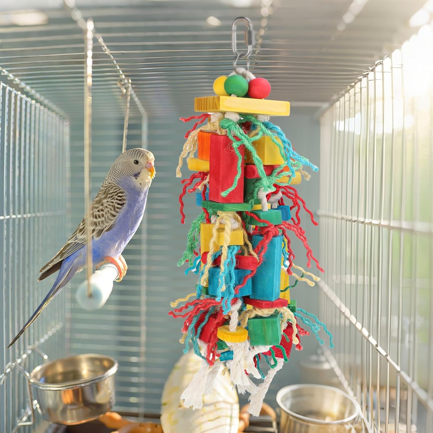 Rypet Wood Bird Chewing Toys for Cage Wall, Wooden Bird Cage Toy for Helping to Trim Beak, Birds Toys Parrot Toy for African Grey Parrots Cockatoos Amazon Parrot and Other Small to Medium Parrots