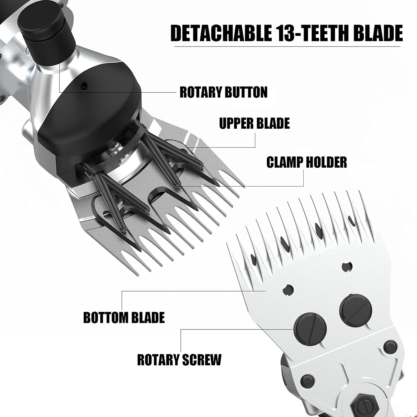 550W Professional Electric Sheep Clipper, 6 Speeds Heavy Duty Dog Shears for Thick Fur