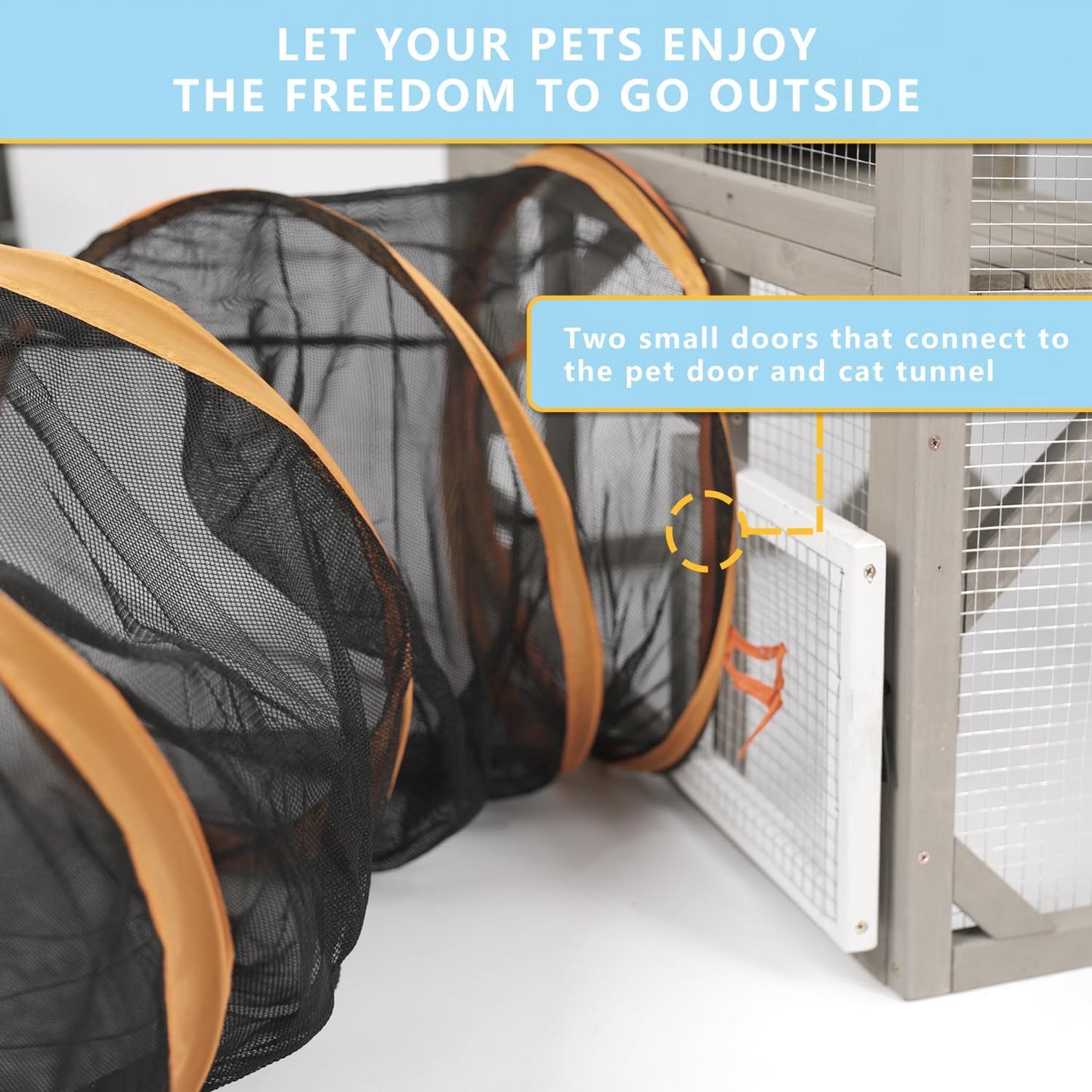 Catio Outdoor Cat Enclosure Large Window Cat House Walk in Kitty Cage with Multi-Level Platforms, Waterproof Roof for Mulitiple Cats (59" L x 29.5" W x 67.7" H)