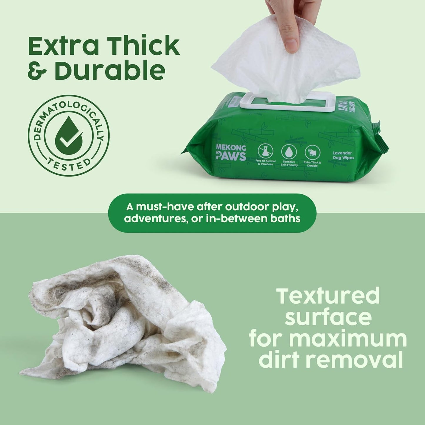 Pet Grooming Wipes - Natural & Organic Bamboo Base - Calming Lavender Scented - Freshening Dog Cat Wipe - Gentle on Sensitive Skin - Thick & Durable for Paws, Coat & Bum - 100 Count