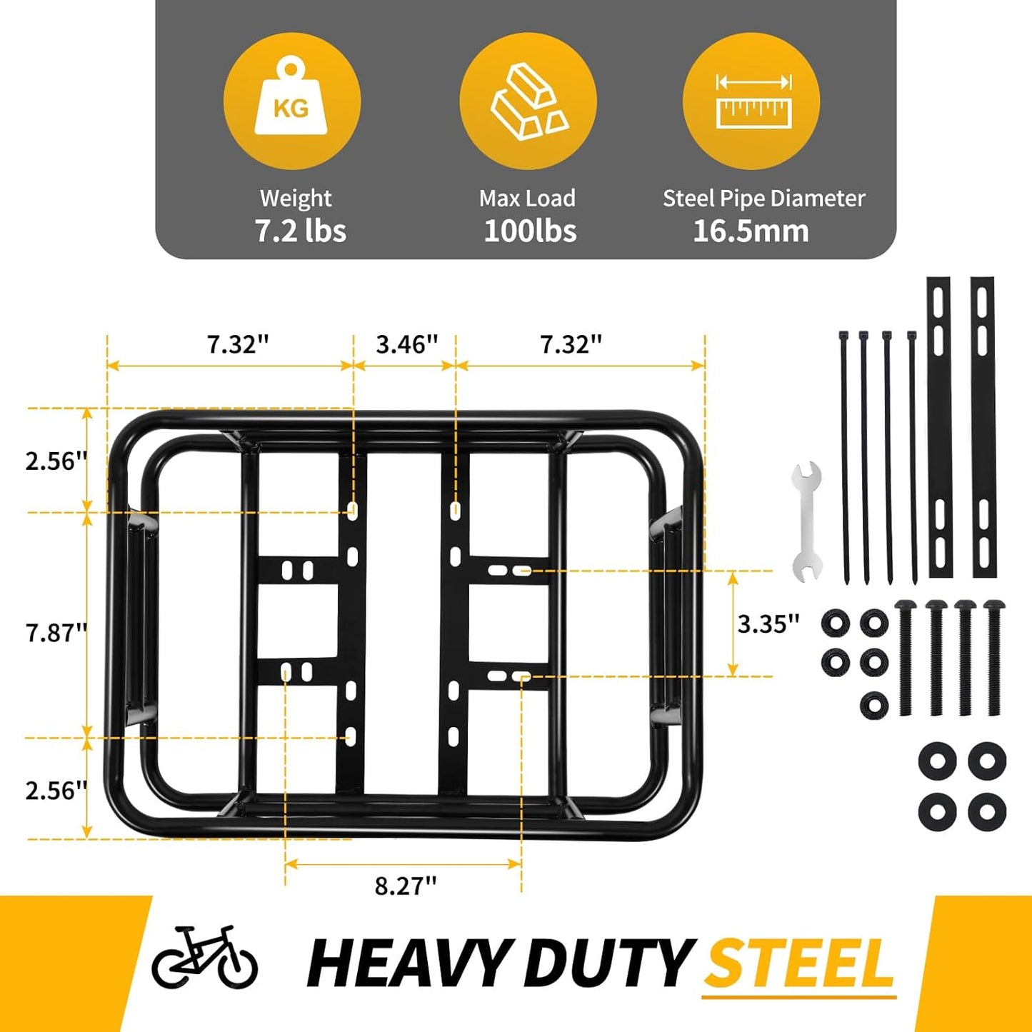 Bike Basket Rear with Liner,Waterproof Cover,Cargo Net Large Rear Bike Basket,Heavy Duty Bicycle Rear Basket for Electric Bike, Ebike,Great for Bike Trip,Carrying Grocery,Ball,Dog