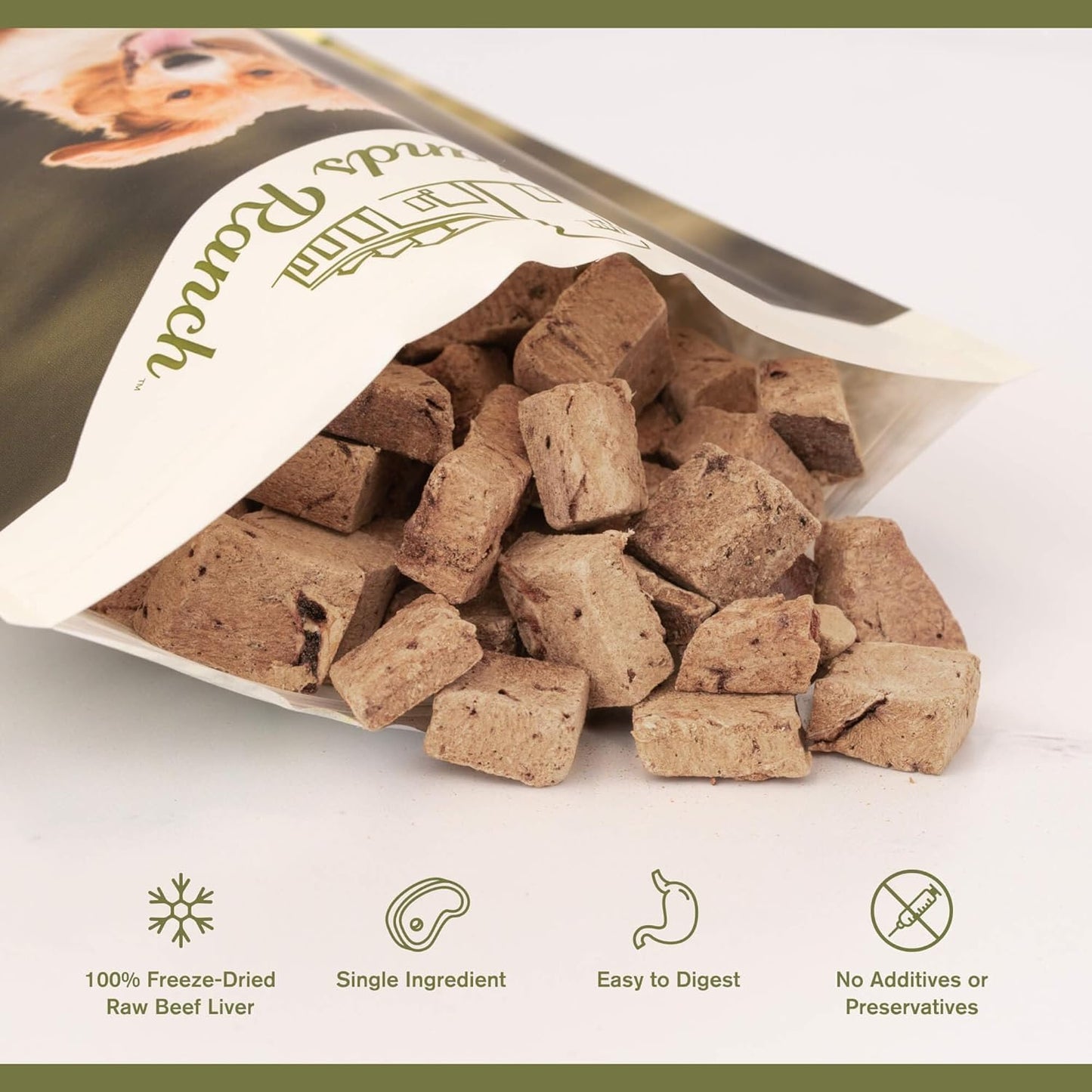 BADLANDS RANCH - Superfood Bite, Freeze-Dried Raw Dog Treats - Protein Rich, Train & Reward, Traceable Single Ingredient by Katherine Heigl (4 Ounce (Pack of 4) Beef Liver)