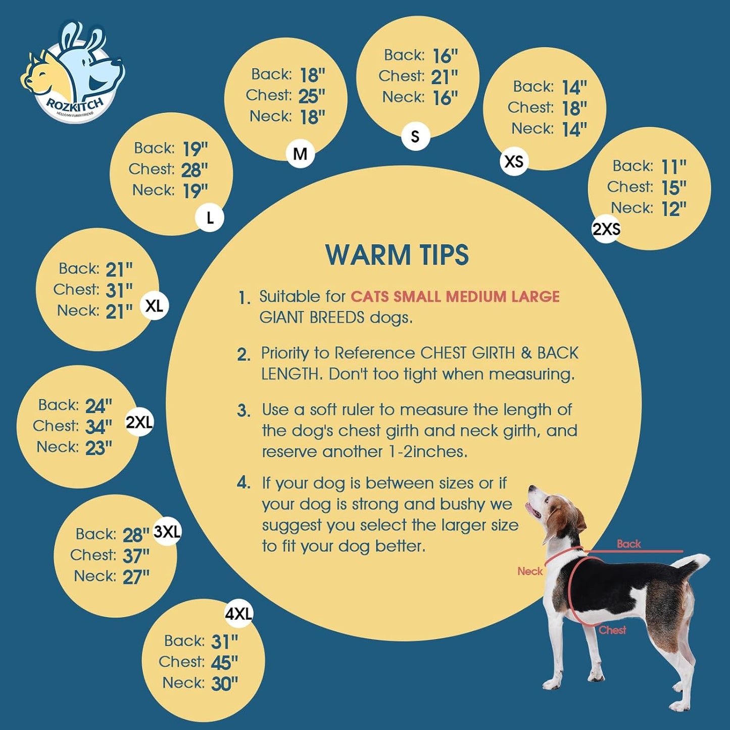 ROZKITCH Extra Large Dog Sweater, Pet Windproof Warm Cold Weather Jacket Vest with Luminous Zipper, Jumpsuit Apparel Outfit Clothes for Large Giant Dog Camo 4XL