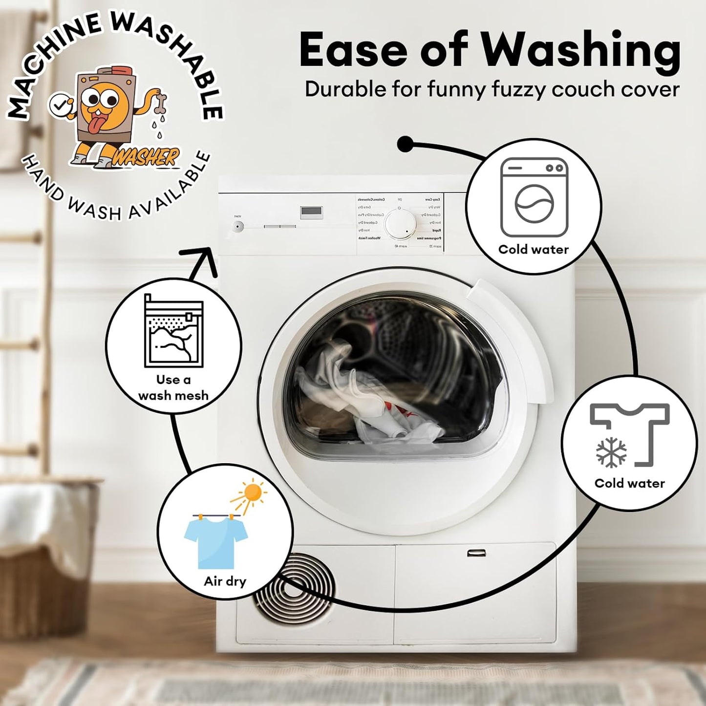 FUNNY FUZZY Pet Couch Cover for Sofa, Calming Dog Bed for Couch, Fluffy Plush Dog Couch Mat for Furniture Protector for Large Medium Small Dogs and Cats, Blue