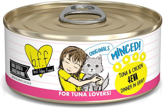 Weruva BFF Minced Natural Wet Cat Food, Tuna and Chicken 4 Eva in Gravy, 5.5oz Can, Pack of 24