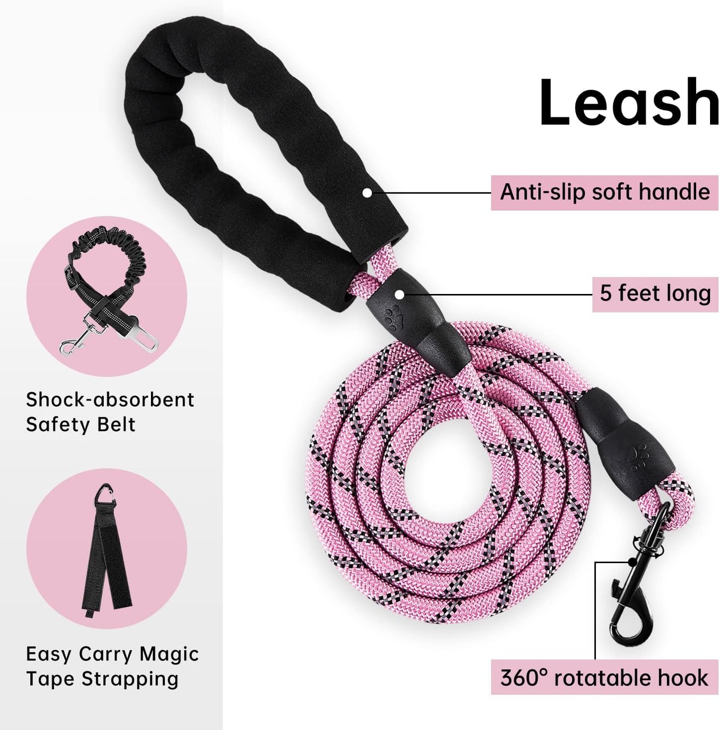 IVY&LANE No Pull Dog Harness with Leash Set, Reflective No Choke Pet Vest,Adjustable Oxford Dog Vest Harness with Easy Control Handle for Small Dogs (Checkered Pink,S)