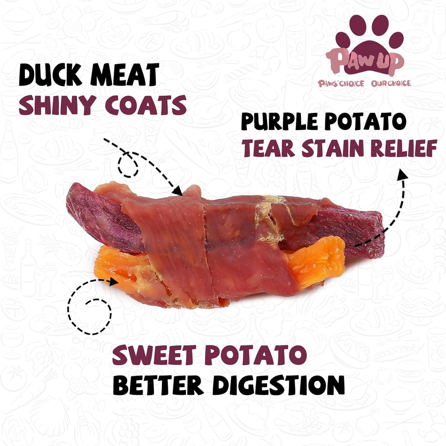 PAWUP Duck & Sweet Potato Dog Treats, High Fiber Pet Treats for Medium Dogs, Healthy Chews Snacks, High in Protein, 12.5 oz