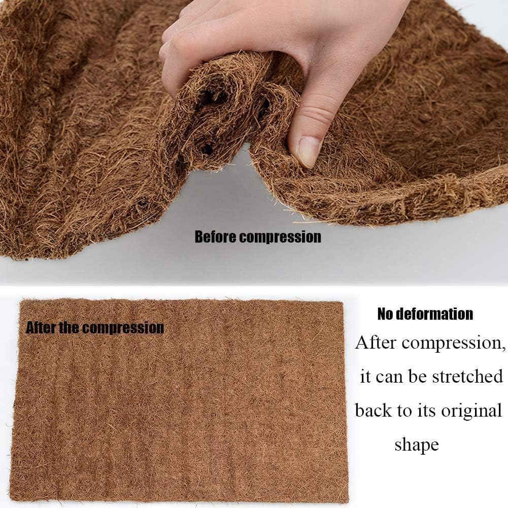 Hamiledyi Reptile Carpet Natural Coconut Fiber Tortoise Carpet Mats for Pet Terrarium Liner Reptile Supplies for Lizard Snake Chameleon Turtle Bedding Bunny Rabbit Mat (4 x Sheets)