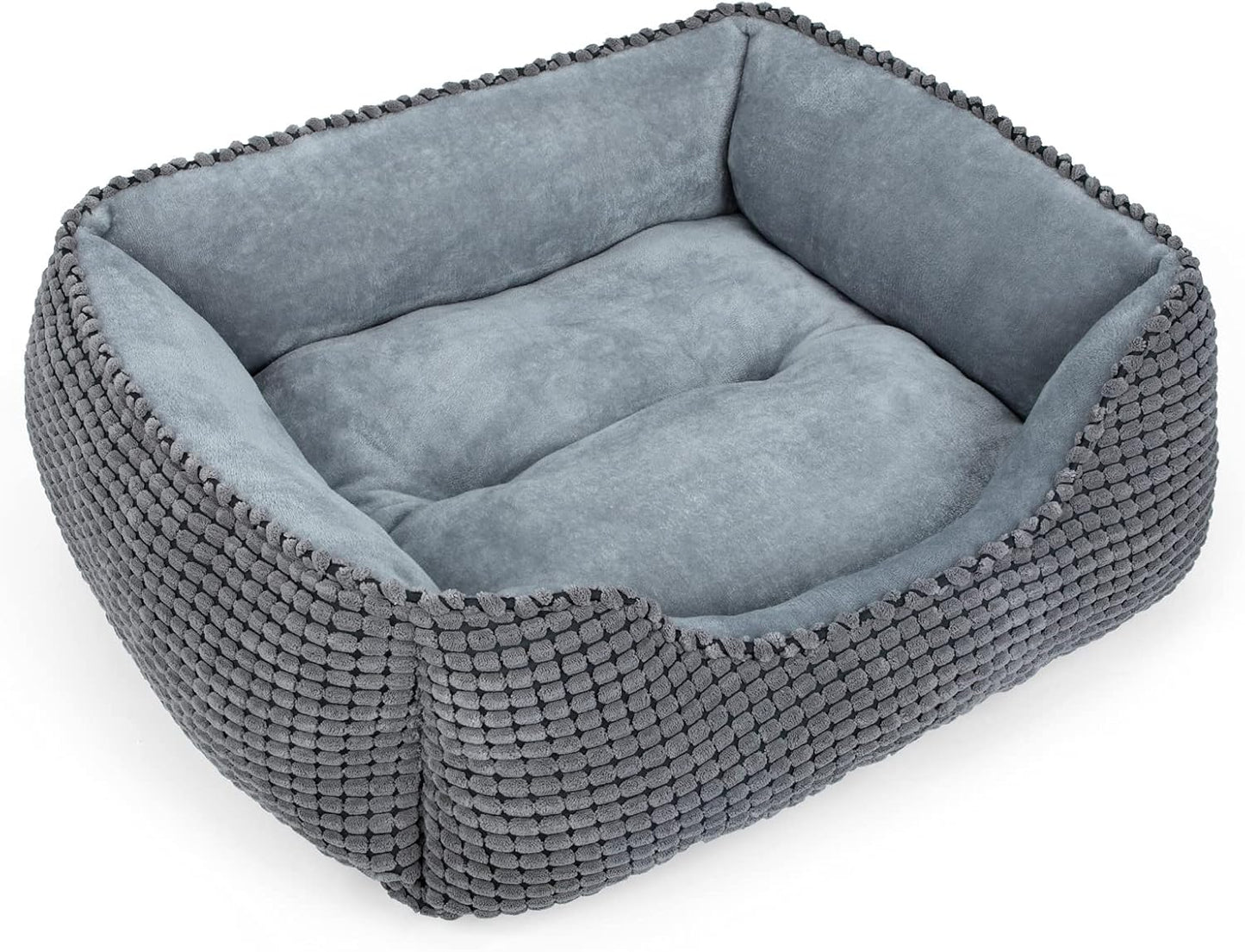 MIXJOY Dog Bed for Large Medium Small Dogs, Rectangle Washable Sleeping Puppy Bed, Soft Calming Cat Beds for Indoor Cats, Orthopedic Pet Sofa Bed, Anti-Slip Bottom with Multiple Size (20'', Grey)