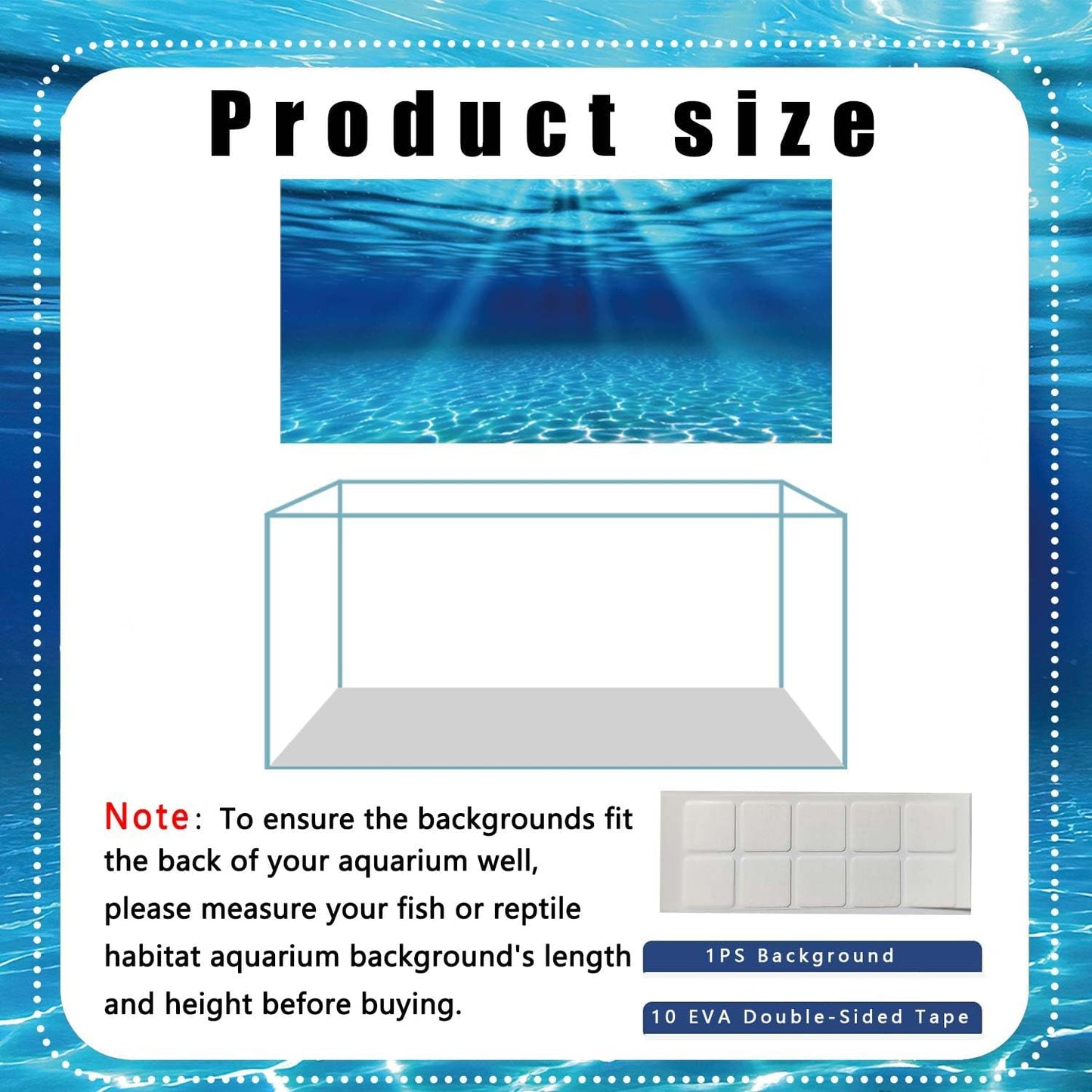 Natural Undersea Aquarium Background, Underwater Ocean Sunlight Fish Tank Background 30X18IN with 8 EVA Double-Sided Tape