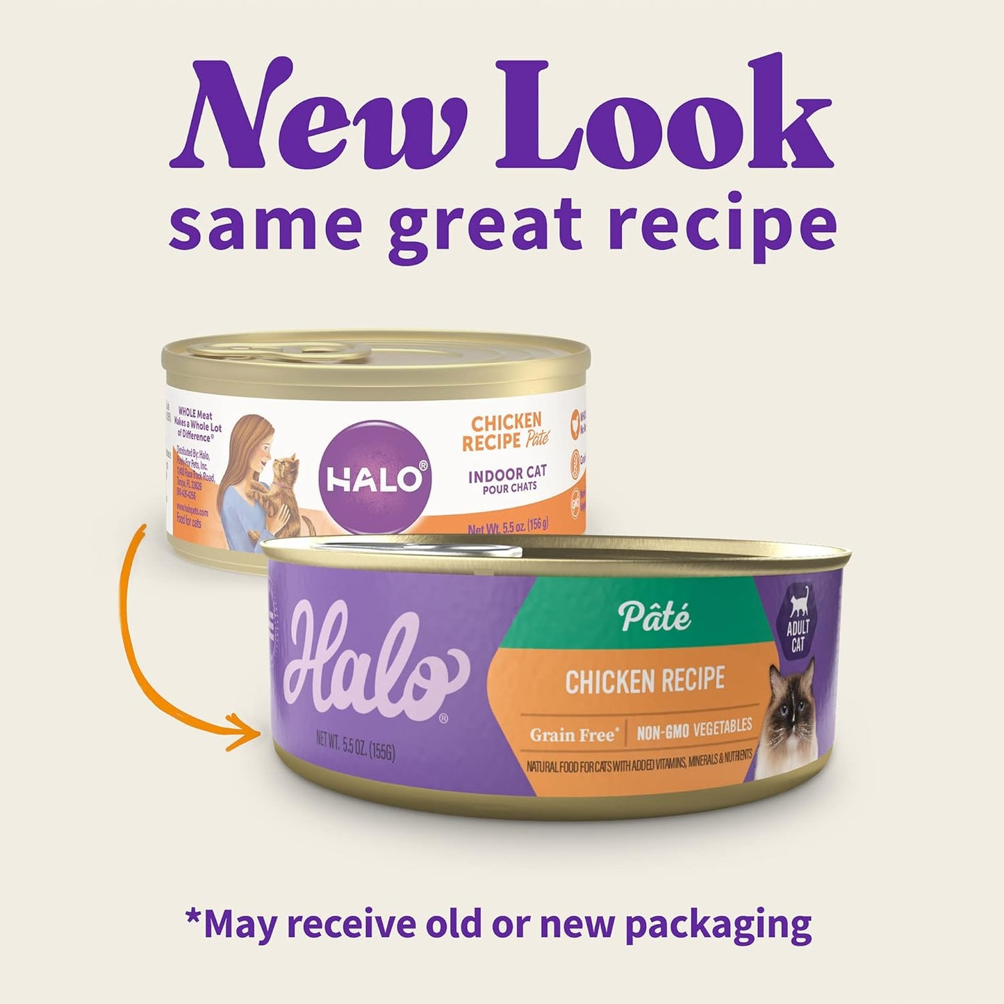 Halo Wet Cat Food Whole Chicken Recipe, Grain Free Wet Cat Pate, Canned Cat Food for Extra Hydration, 5.5 Oz Can (Pack of 12)
