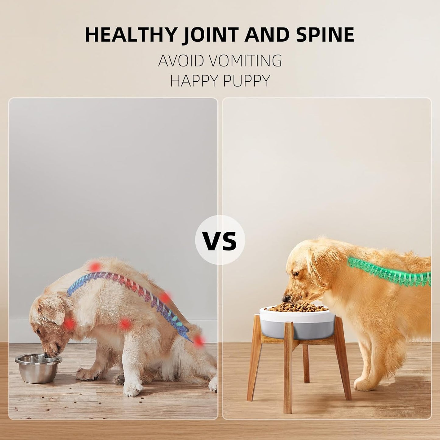 Elevated Dog Bowl Stand, Xlarge Raised Dog Bowl Station for Large Breed Pets, Dog Bowl Holder Fits Up to 11-inches Width,14-inches Height, for Water Fountain and Dishes, Acacia Wooden, Stand Only