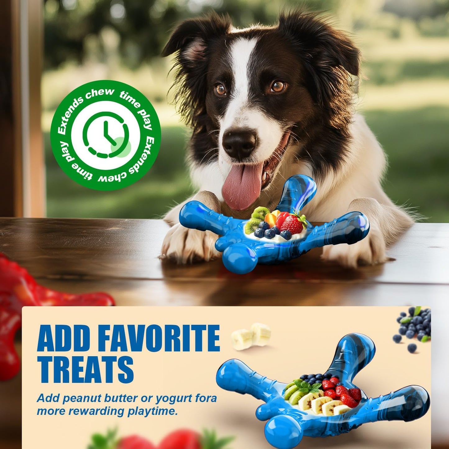 Dog Toys for Aggressive Chewers, Nylon Indestructible Toy for Medium Large Dogs, Hedgehog-Shaped Chew Toys with Bacon Flavor, Long Lasting, Dog Toys for Boredom, Blue