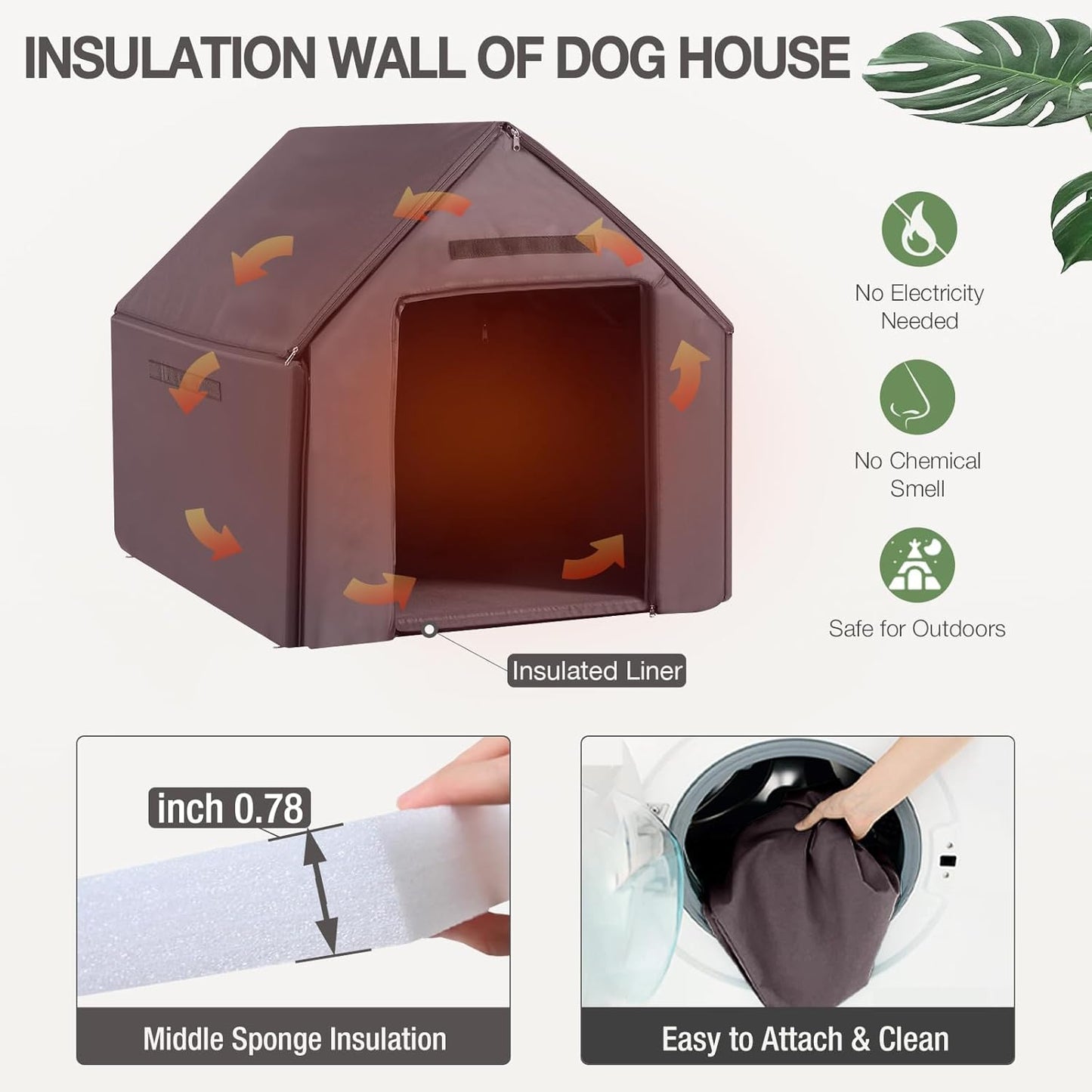 Dog House Outdoor, Weatherproof Wooden Dog Kennel Indoor for Small Medium Large Dogs, 50.87" L Insulated Large Dog Shelter for Winter