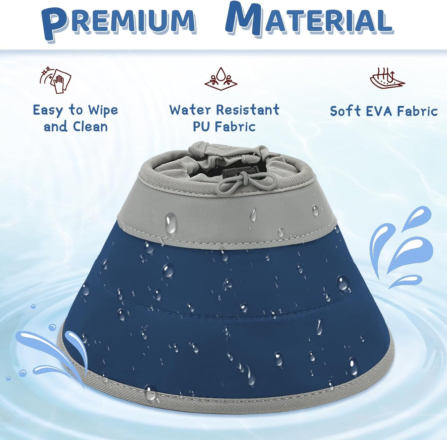 Cat Cone Collar Soft to Stop Licking, Adjustable, Foldable Lightweight Kitten Cones After Surgery Recovery for Cats & Kittens, Cat Cone Alternative (Solid Blue, S)