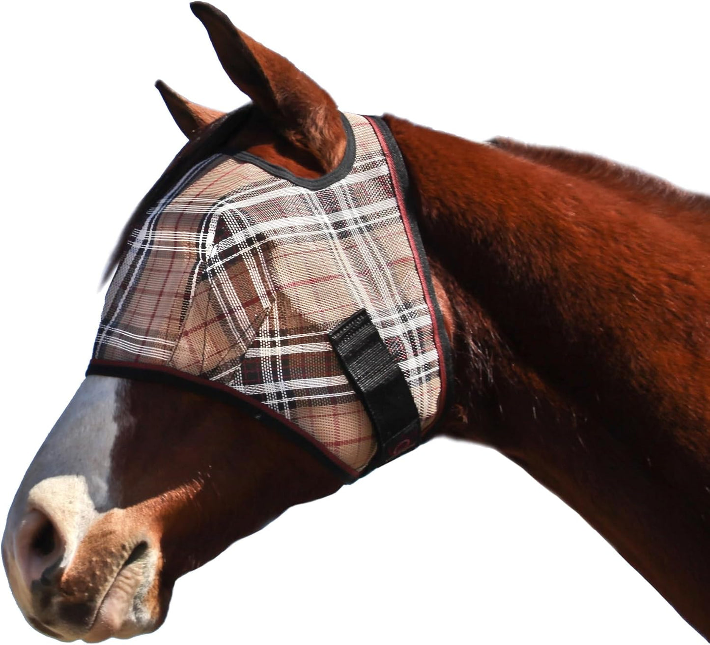 Kensington Fly Mask Web Trim — Protects Horses Face and Eyes From sun While Allowing Full Visibility — Ears and Forelock Able to Come Through the Mask, Medium, Deluxe Black