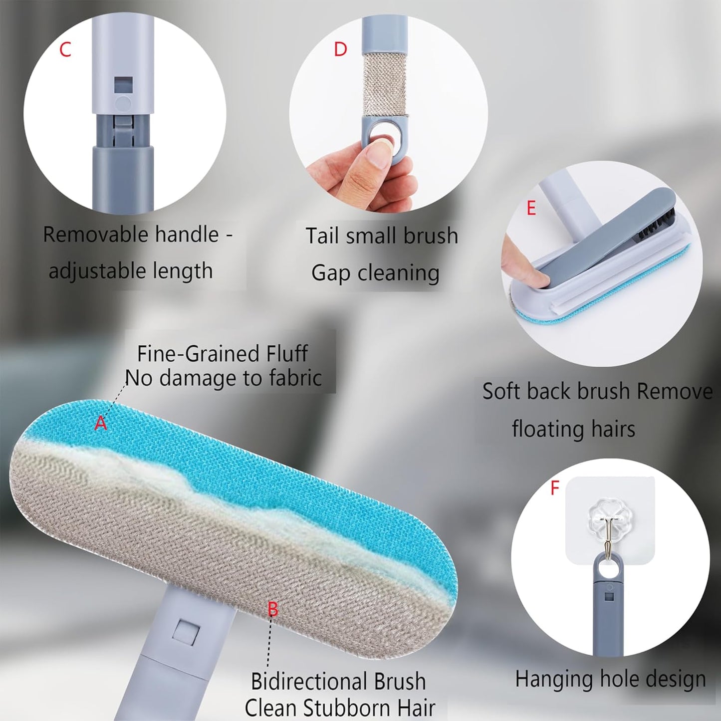 Pet Hair Remover for Furniture, Reusable, Effective Lint Brush for Dog and Cat Hair - 17.3Inch Multifunctional Fur Removal Tool, Gentle on Couches, Carpets, Clothes, Bedding