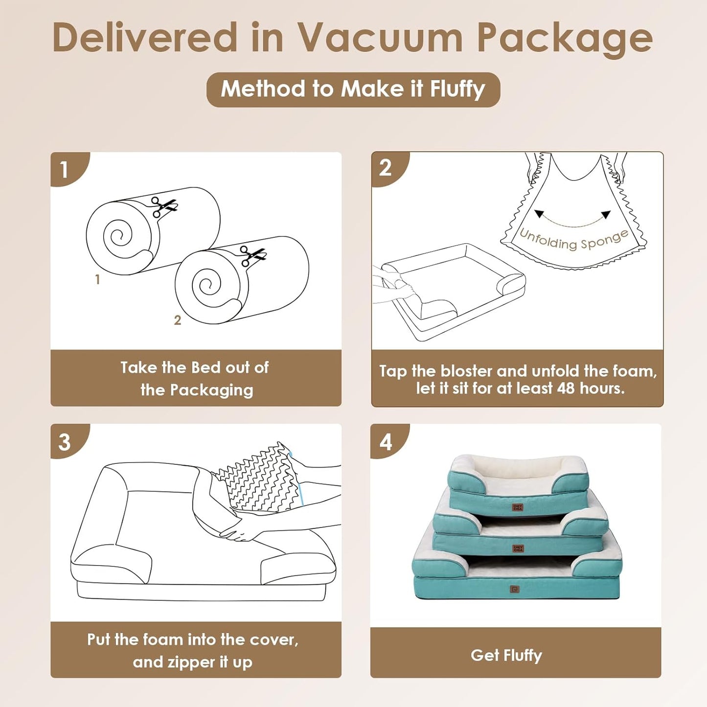 EHEYCIGA Orthopedic Dog Bed, Waterproof Memory Foam, Turquoise Blue, 30"L x 20"W x 6.5"Th