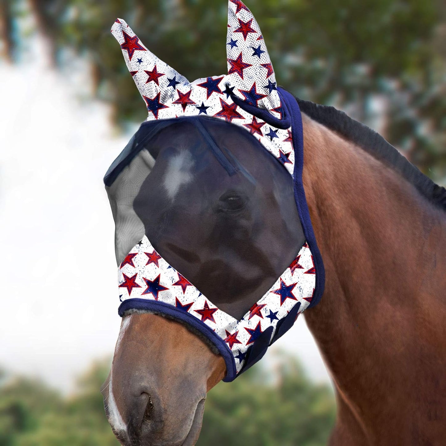 Harrison Howard LumiVista Horse Fly Mask Standard with Ears UV Protection for Horse Dream Star L Full Size