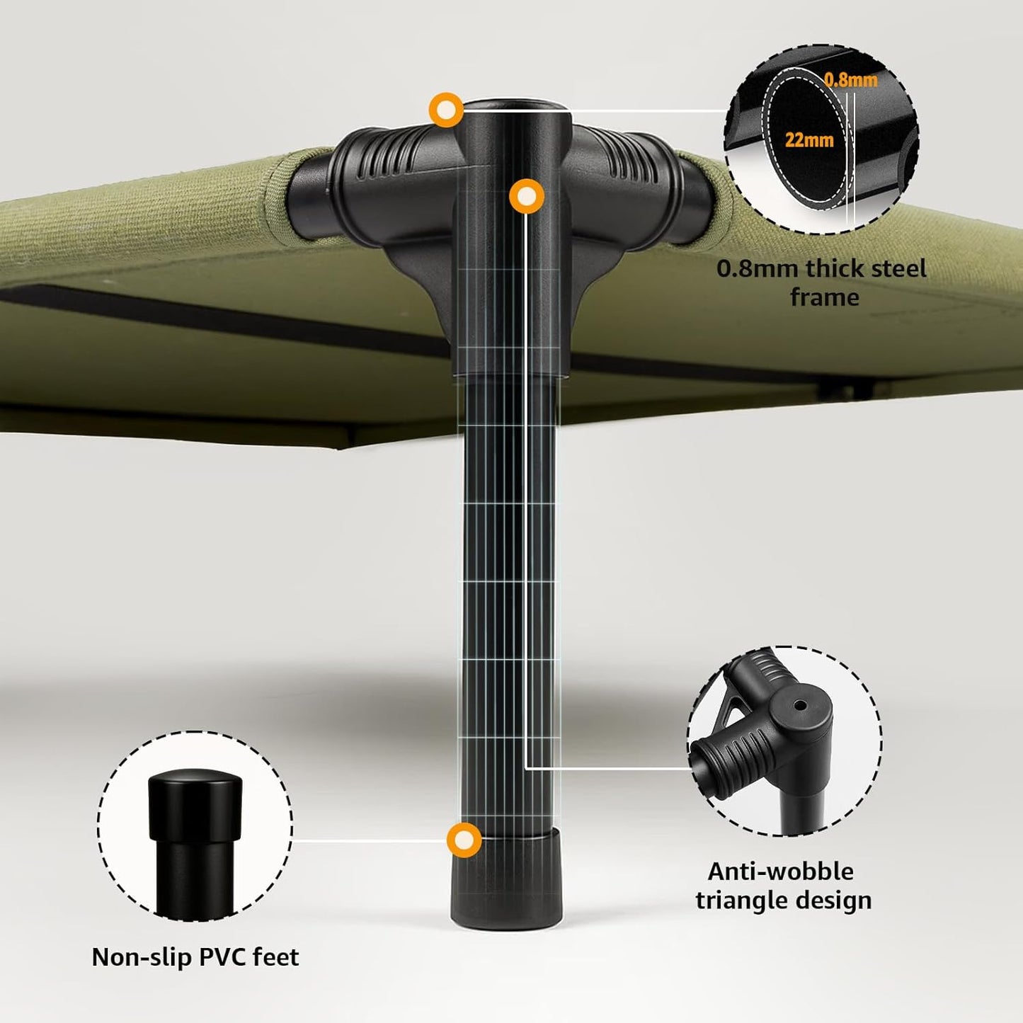 Sytopia Canvas Elevated Dog Bed, Durable Chew Proof Outdoor Raised Pet Cot for Large Dogs, Waterproof, Breathable, Portable, Washable, Easy Assembly, Sturdy Frame for Camping & Travel, Green