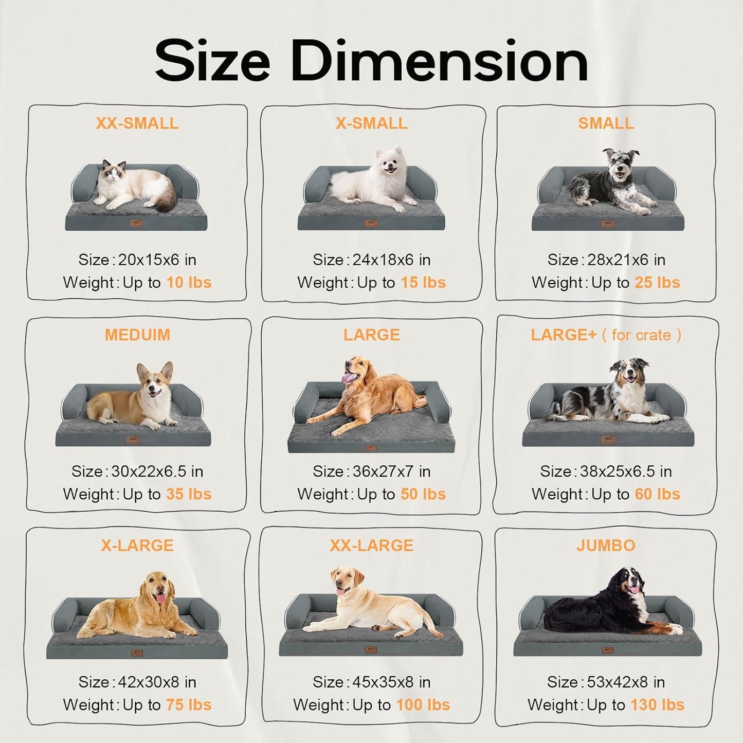 Small Dog Bed Waterproof Orthopedic Dog Beds for Medium Sized Dogs Comfy Pet Cat Bed with Sides, Washable Removable Cover