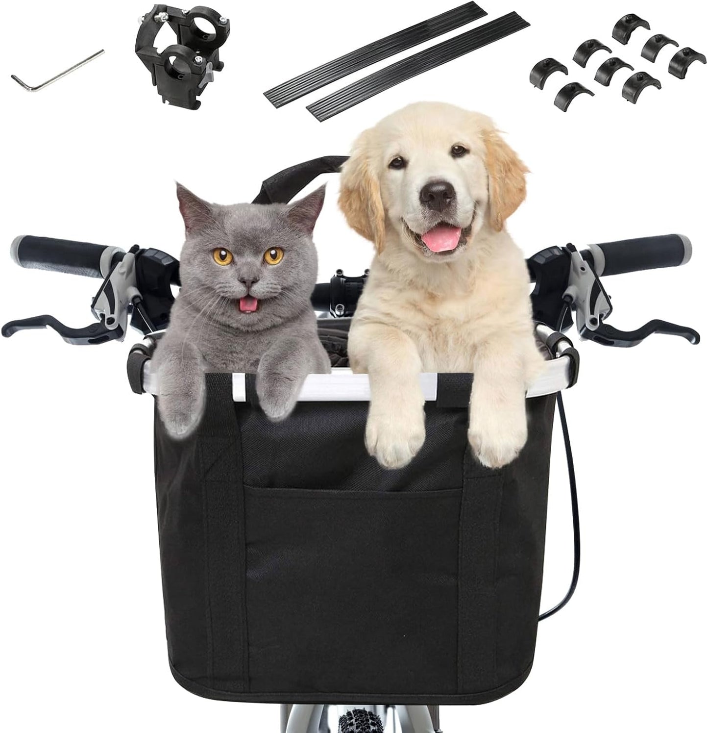 Bike Basket Front Dog Basket for Bike, Bike Baskets for Adult Bikes, Bike Bags for Bicycles, Removable Bicycle Basket, Folding Small Pet Bag for Shopping Camping Cycling