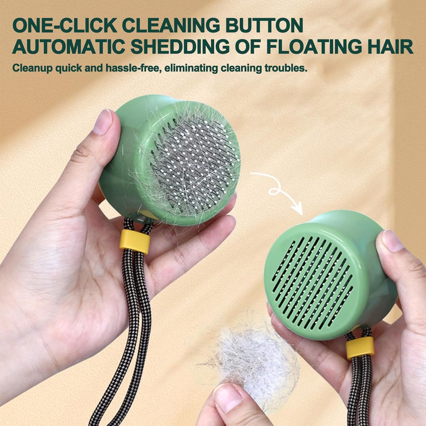 Self Cleaning Retractable Slicker Brush for Puppy and Cats, Grooming Tool with Hanging Rope, Fit for Yorkies, Pomeranians, Maltese, Shih Tzus, Toy Poodles and Maltipoos