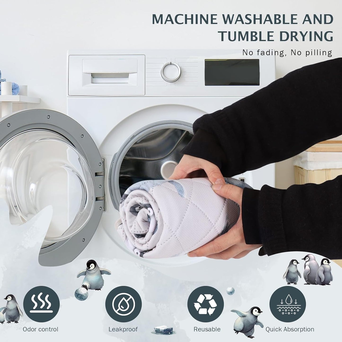 IEUUMLER Washable Pee Pads for Dogs, 2 Pack Reusable Waterproof Puppy Pads, Non-Slip Super Absorbent Dog Training Pad for Playpen Crate Bed EU012