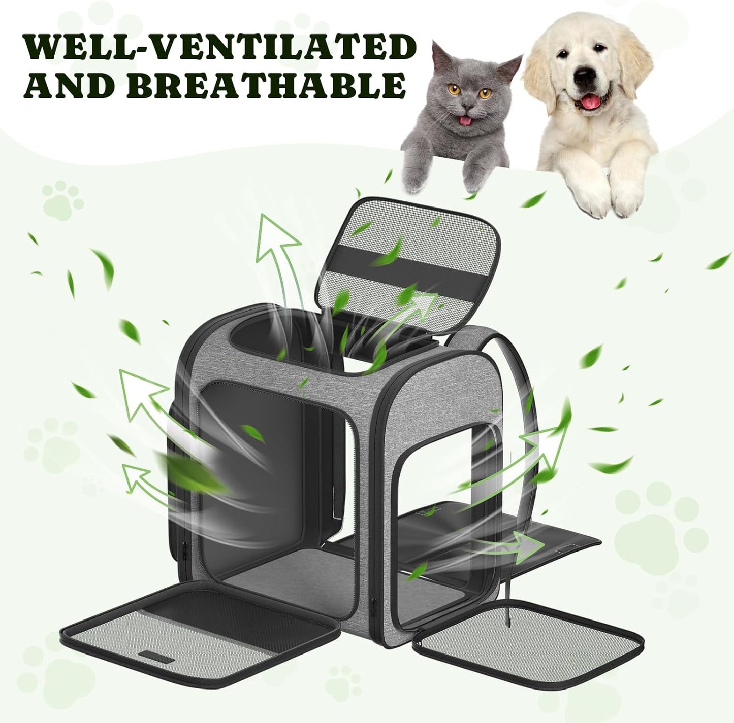 Pawtners Dog Backpack Carrier Large Pet Carrier Backpack for Kitten Small Dogs Puppies & Large Cats Up to 18 Lbs, Breathable Dog Backpack with Anti-Scratch Mesh, Ventilated Design, Perfect for Travel