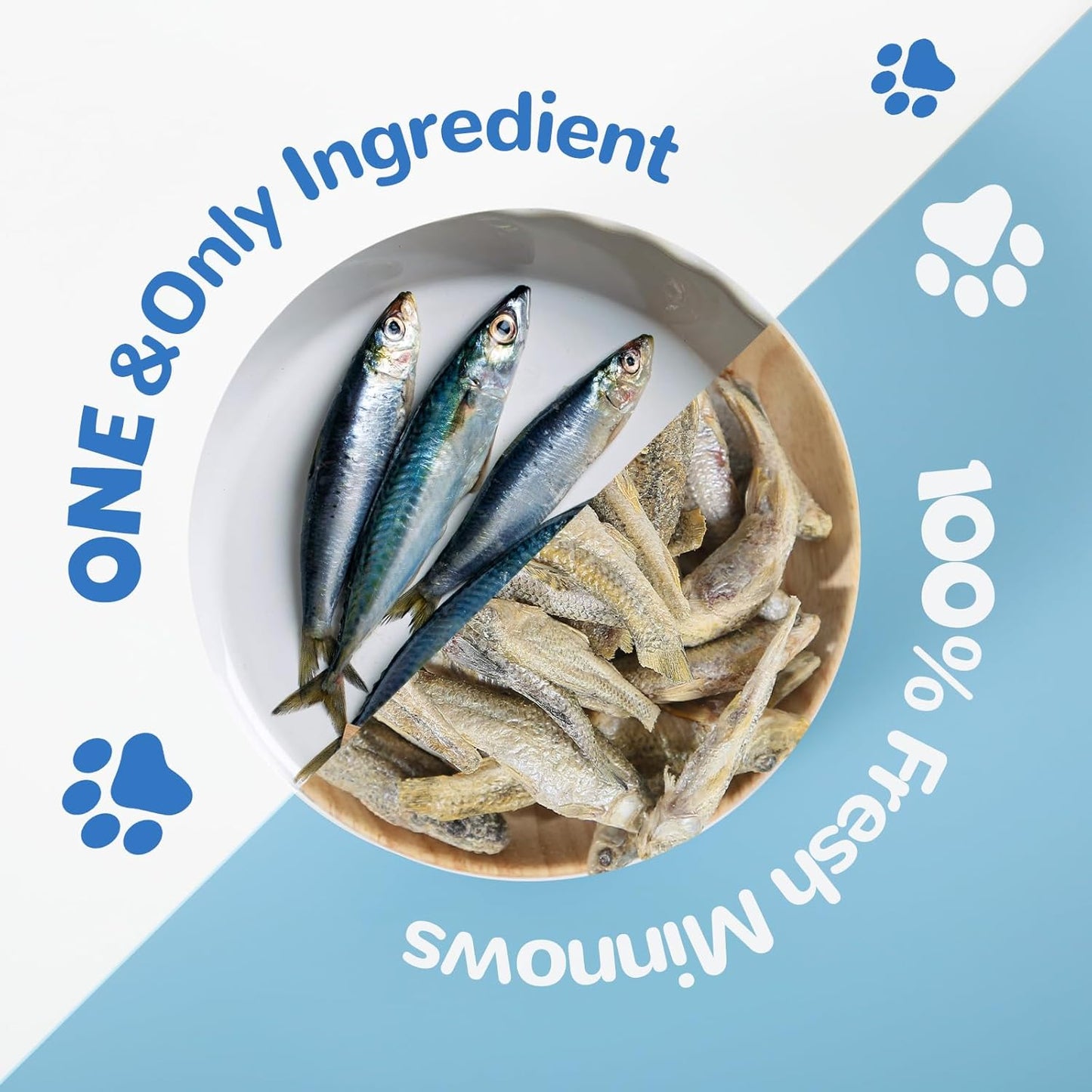 Freeze Dried Minnows Cat Treats – 100% Natural, Single-Ingredient Pet Snacks – Rich in Omega-3, Grain-Free – Healthy Training Rewards & Meal Toppers for Dogs & Cats, 2.8 oz