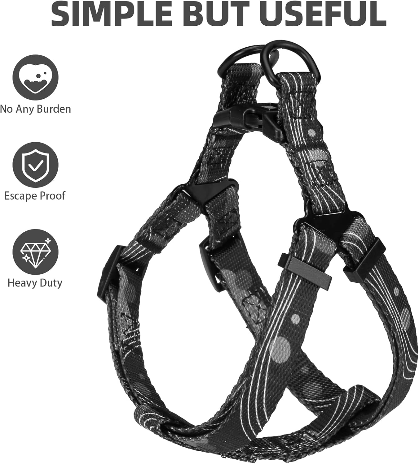 PUPTECK No Pull Dog Harness Soft Adjustable Basic Nylon Step in Puppy Vest Outdoor Walking with Leash Medium