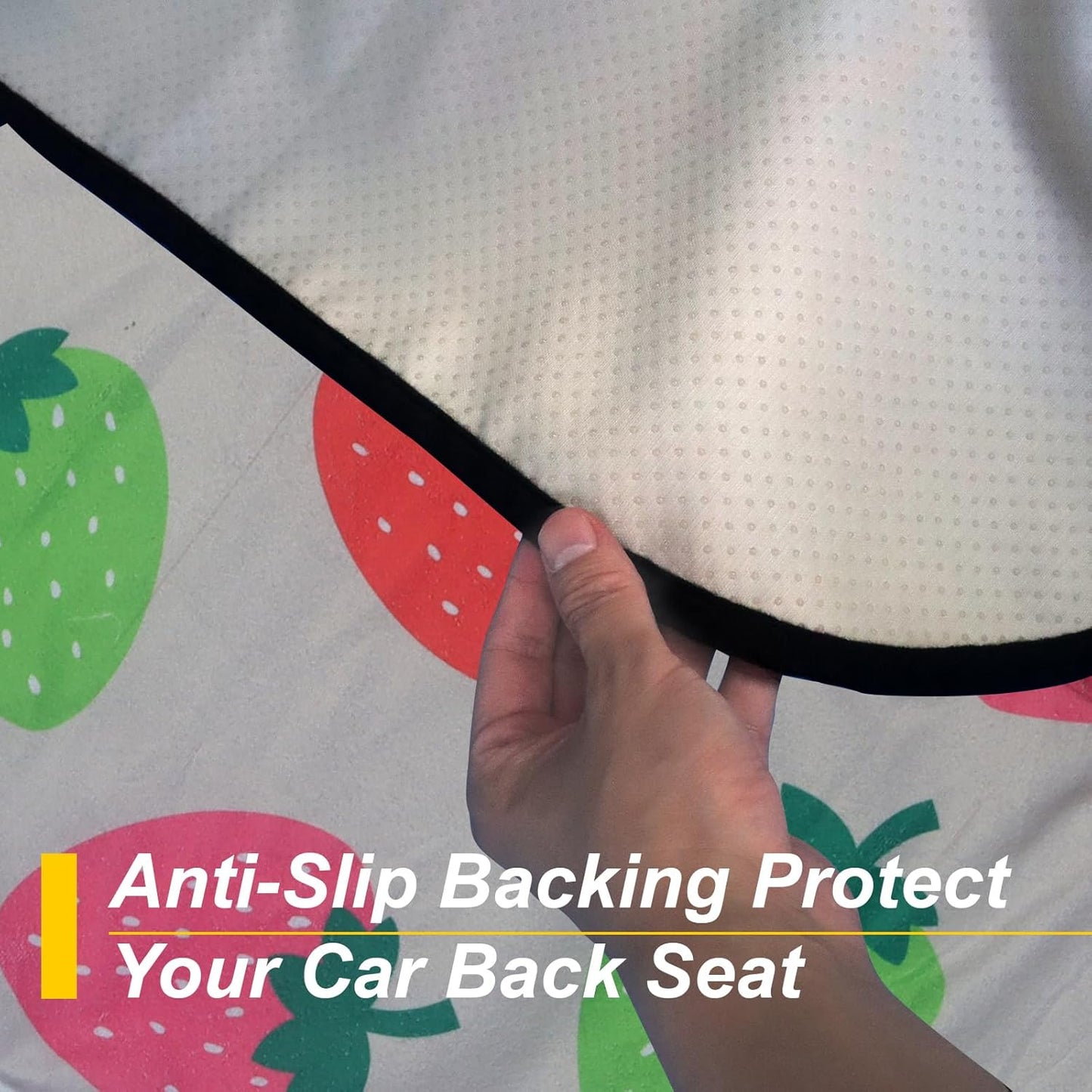 Back Seat Cover for Car Trucks Van SUV,Waterproof Rear Bench Towel Seat Covers for Dogs and Kids,Automotive Backseat Protector (Strawberry)