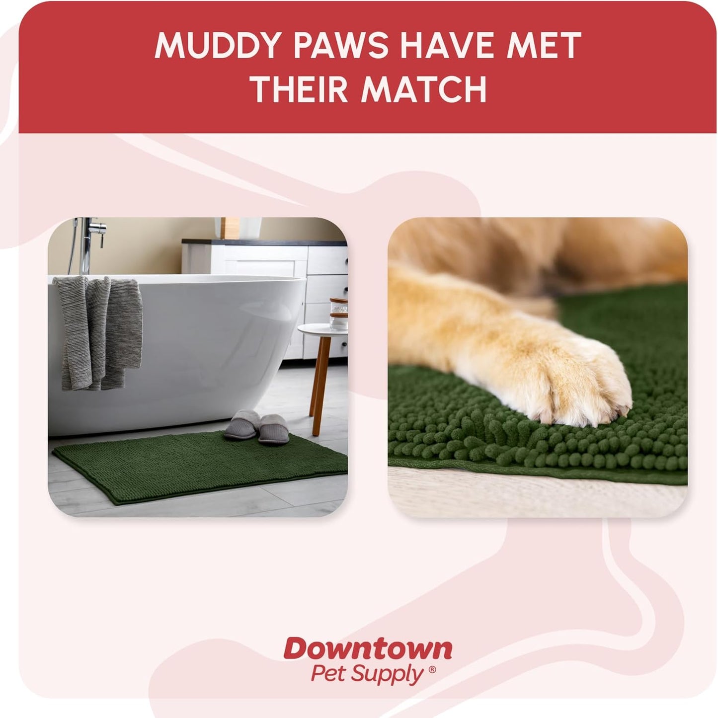 My Doggy Place Microfiber Dog Mat for Muddy Paws, 60" x 36" Chive - Non-Slip, Absorbent and Quick-Drying Dog Paw Cleaning Mat, Washer and Dryer Safe - X-Large/Runner