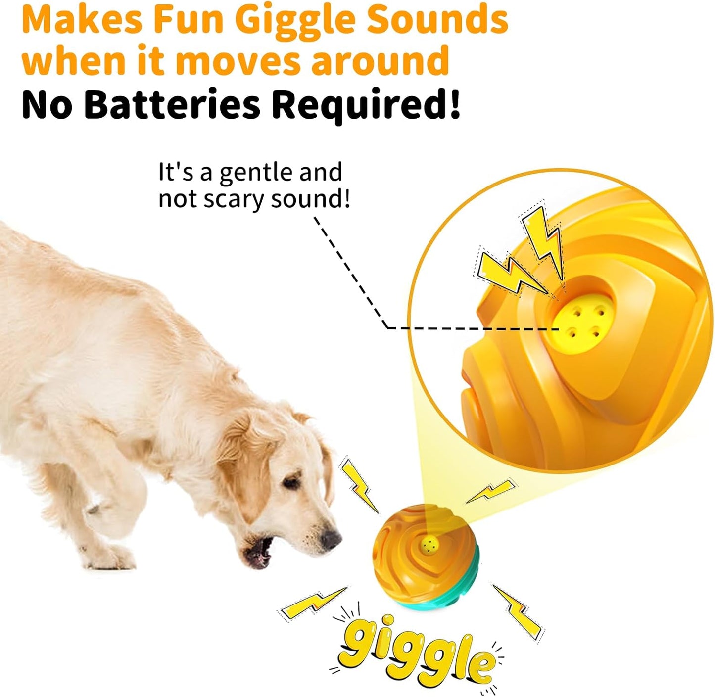 Dog Ball for Aggressive Chewers - Interactive Dog Toy Balls Fun Squeaky Sound to Keep Them Busy, Durable for Small Medium Large Breeds, Rubber Pet Chew Toys, As Seen on TV, Orange & Blue