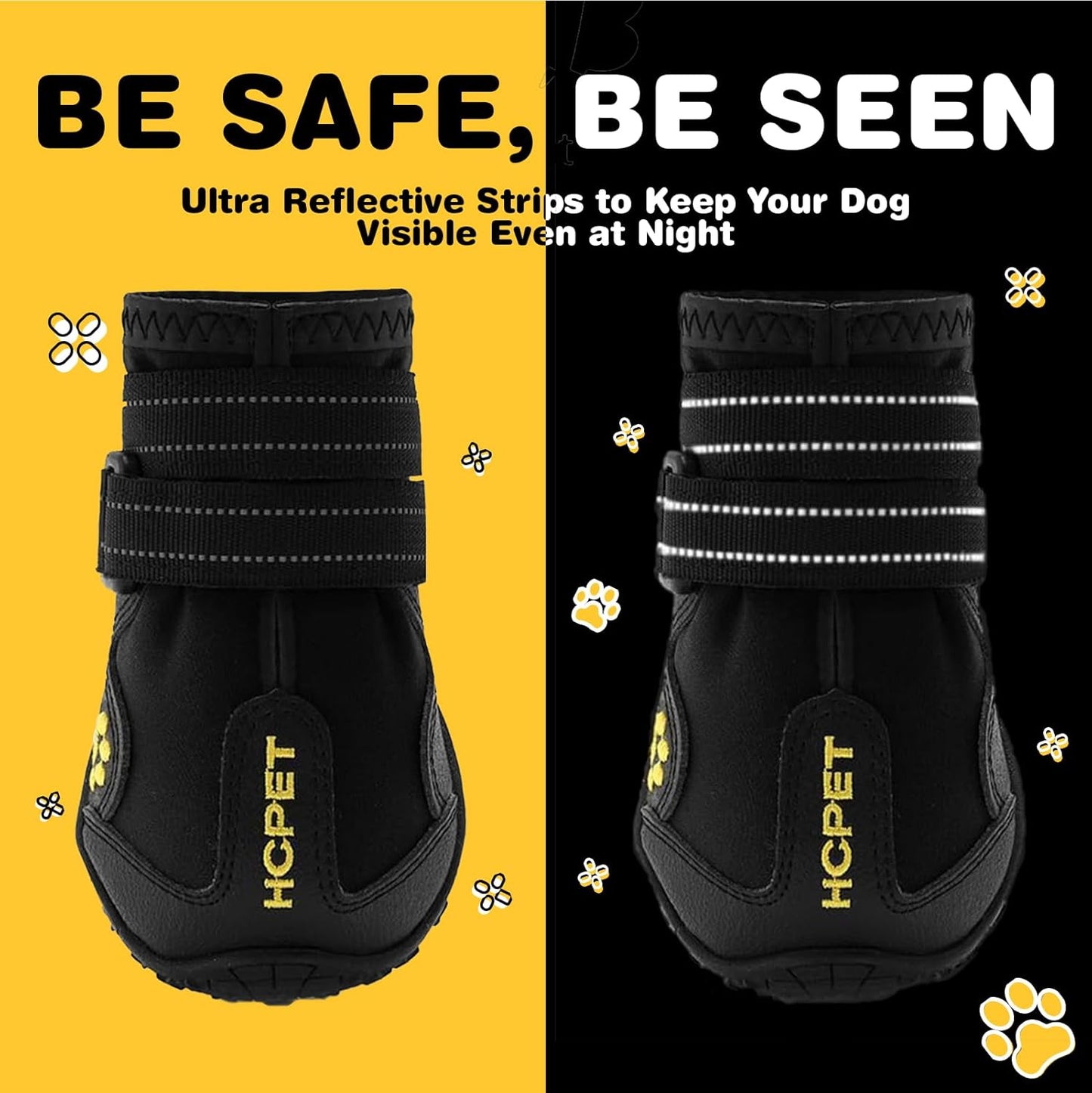 Hcpet Dog Shoes, Dog Boots for Small Dogs, Waterproof Medium Dog Booties Paw Protector for Summer Hot Pavement, Winter Snowy Day, Outdoor Walking, Indoor Hardfloors Anti Slip Sole Black Size 2
