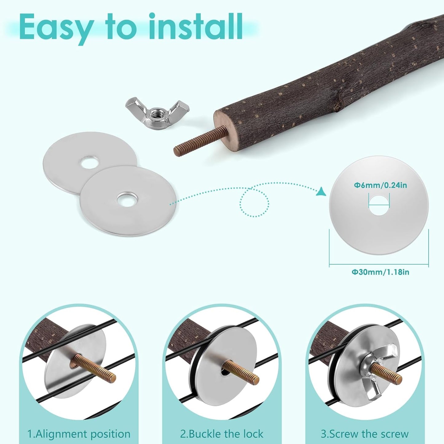 Bird Perches, 6 Pcs Natural Wood Parrot Perch Stand Chew Toys, Hanging Multi-Branch Parrot Perch Platform Swing Toy Cage Accessories for Small Parakeets, Budgies, Lovebirds, Canaries, Finches