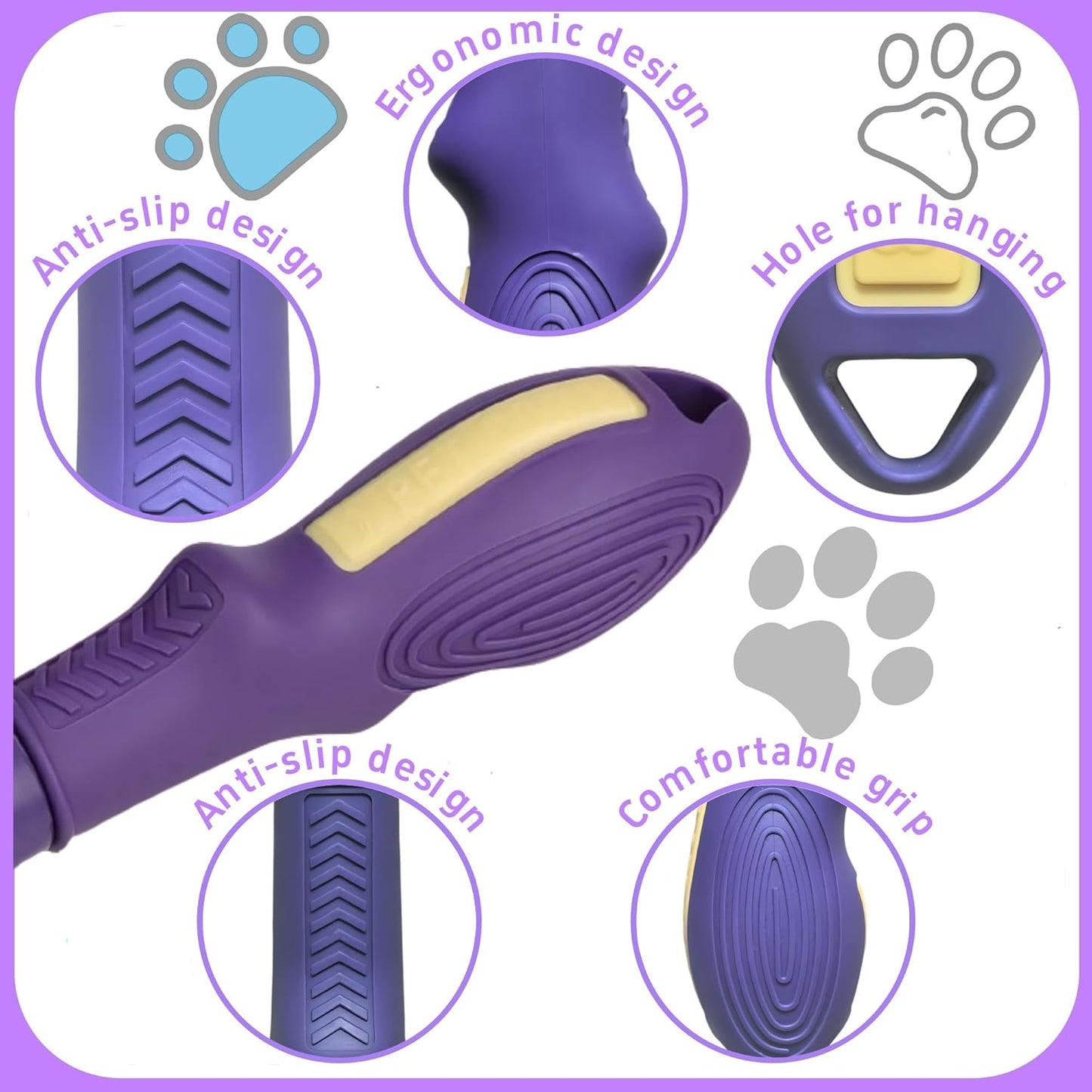 Pet Flea Comb for Dogs & Cats,Removes Tangles & Flea, Tear Stain Removal, Stainless Steel Metal Teeth, Non-slip & Anti-static Rubber Handle, Safe & Gentle Pet Grooming Comb