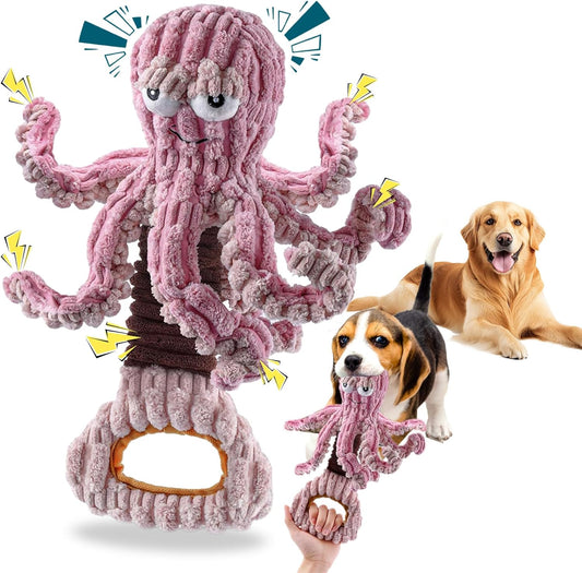 Squeaky Dog Toys, Octopus Dog Toy Interactive Tug of War Puppy Toy to Keep Them Busy(Purple)