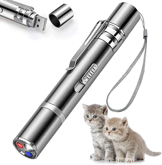 Cat Toys Laser Pointer for Indoor, Rechargeable, 7 Adjustable Wand Red Light Pet Interactive Cat Mouse Toys to Keep Busyfor Kitten Dog Chase Play