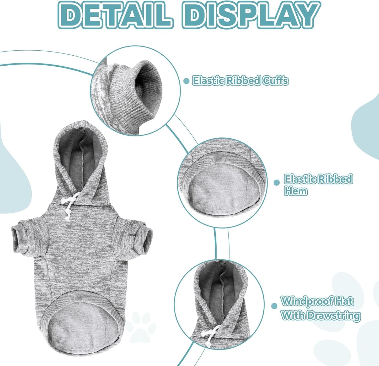 Dog Sweaters for Small Dogs Dog Hoodie Fleece Dog Sweater Soft Dog Clothes Sweatshirt with Pocket Dog Hoodie for Small Dogs Puppy Sweater(Grey&XS)