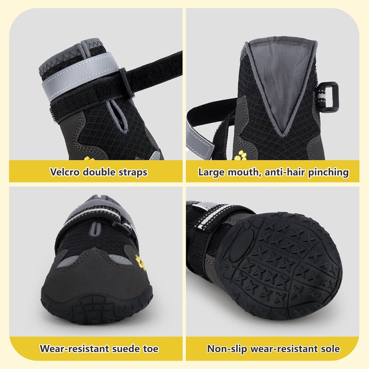 Dog Shoes for Large Medium Small Dog, Mesh Breathable Dog Shoes for Hot Pavement, Anti-Slip Dogs Boots Paw Protectors with Reflective for Outdoor Walking Indoor Hardfloors (Size 2)