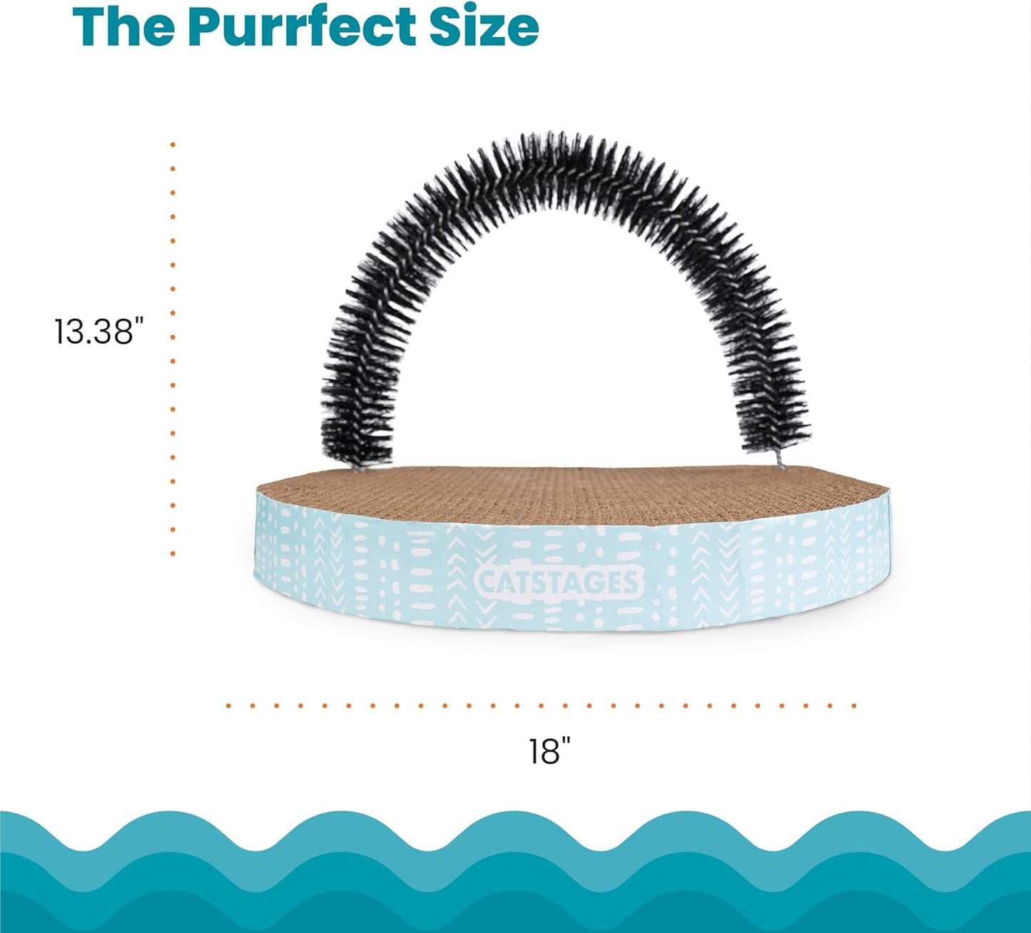 Catstages Scratch & Groom Cat Scratcher with Removable Curved Brush for Self-Grooming Station, Orange