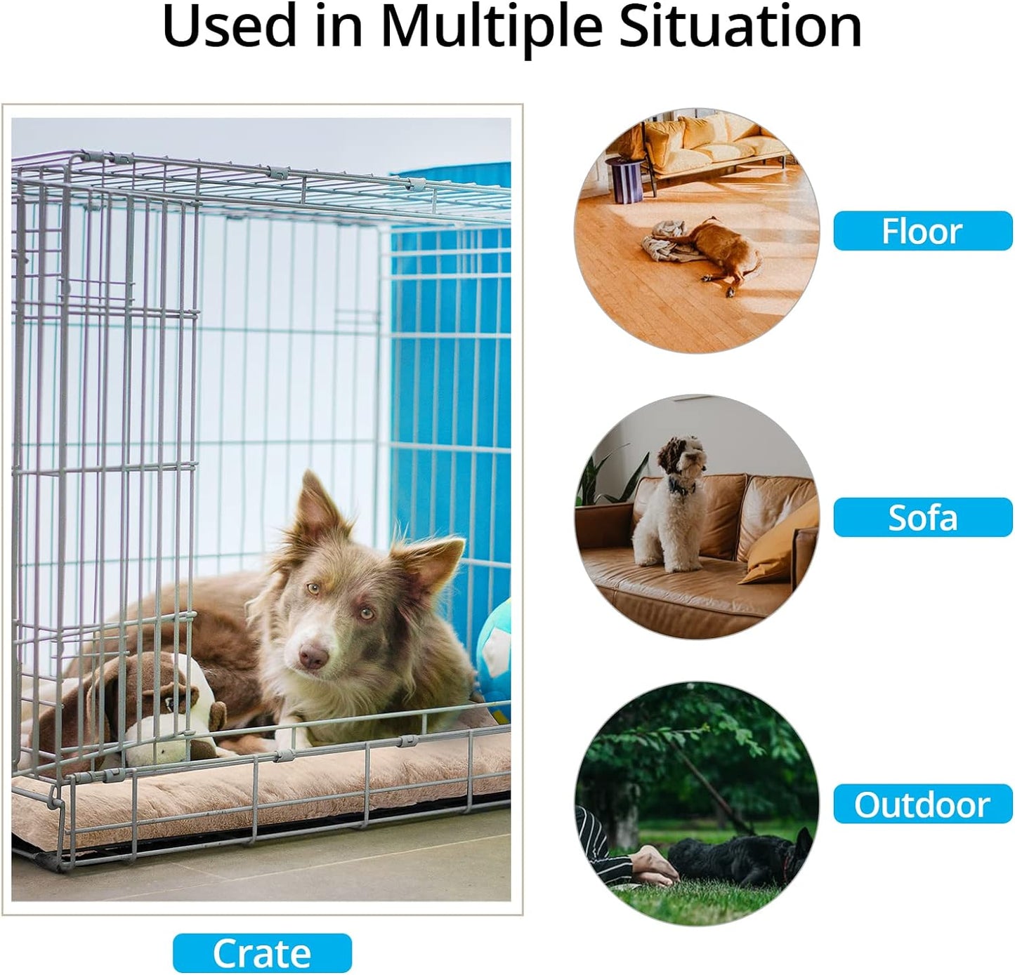 Dog Beds Crate Pad for Small Dogs Ultra Soft Dog Crate Bed Washable & Anti-Slip Kennel Pad for Dogs Cozy Sleeping Mat,Cream 24inch