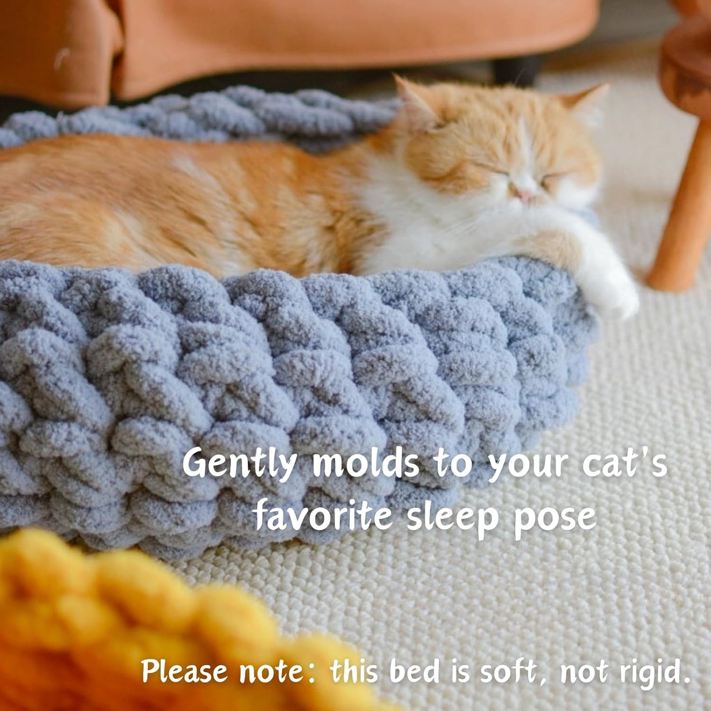 Cat Nest Bed – Premium Handwoven Washable Extra Soft Round Cave House for Indoor Kitten & Kitty, Small & Large (Cloud White,Large)