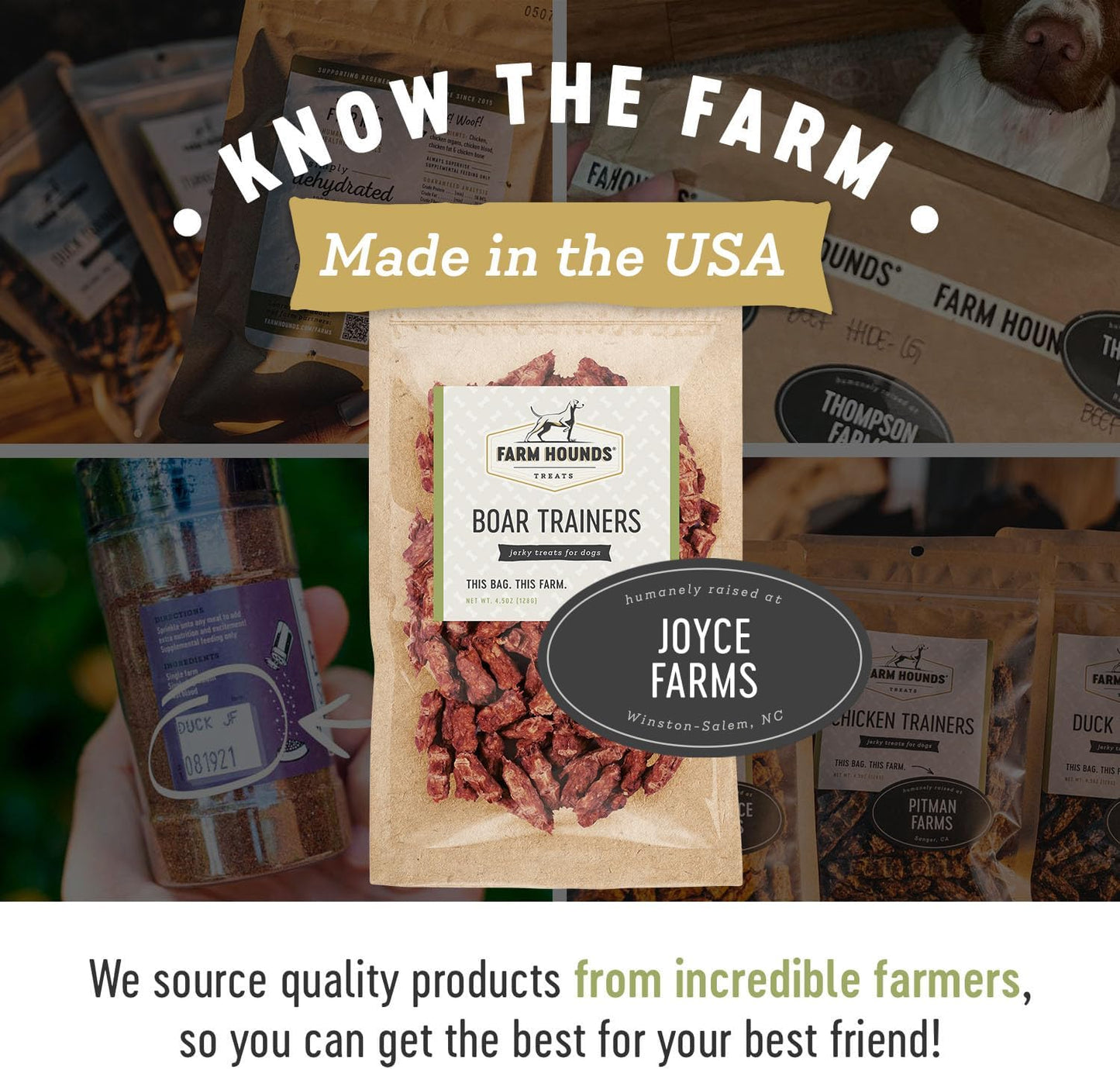 Farm Hounds - Boar Trainers - Premium Natural Jerky for Dogs - from 100% Humanely Raised Boar - Easy-Break - Great for Training & Treats - No Added Fillers - Made in USA - 4.5 oz - 2 Pack