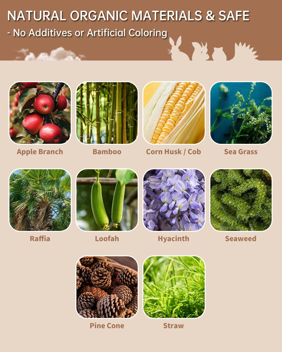 31PCS Rabbit Chew Treat Toys for Teeth Health, Natural Bunny Enrichment Toys for Boredom & Stress Relief, Keep Busy Toys for Guinea Pig Chinchilla Hamster Rat Gerbil Degu Indoor Outdoor